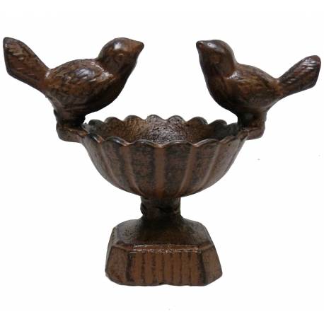 Petite Vasque en Fonte Marron Bain à Oiseaux ou Mangeoire à Oiseau Vide Poche Cendrier 9x13,5x16,5cm