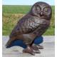 Hibou Chouette Statue Statuette Sculpture Oiseau en Fonte Patinée Marron 9x15x16cm