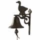 Cloche Sonnette Carillon Clochette de Porte Murale sur Crédence Motif Canard en Fonte Patinée Marron 10,50x16x23cm