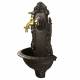 Fontaine de Charme Murale Source Fonte Patinée Marron avec Robinet Fonctionnel en Laiton 14x25x40cm