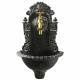 Fontaine de Charme Murale Source Fonte Patinée Grise avec Robinet Fonctionnel en Laiton 14x25x40cm
