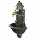 Fontaine de Charme Murale Source Fonte Patinée Grise avec Robinet Fonctionnel en Laiton 14x25x40cm