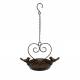 Bain à Oiseau Nichoir Mangeoire Oiseaux Porte Pot ou Plante avec Chainette en Fer Patiné Marron 15x22,5x36cm
