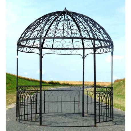 Grande Tonnelle Grace Kiosque de Jardin Pergola Abris Rond Gloriette en Métal Marron 250x250x290cm
