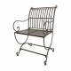 Fauteuil de Jardin Anton Chaise Siège de Salon de Jardin à 2 Accoudoirs Banquette Extérieure en Fer Marron 53x62x87cm