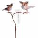 Superbe Pluviomètre à Piquer Tuteur Plante Décoration de Jardin Motif Chouettes en Fer Patiné et Tube en Verre 17x36x135cm