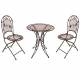 Salon de Jardin 2 Personnes Papillon Salon de Thé Bistrot 1 Table 2 Chaises Pliables en Fer Marron