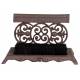 Gratte Pied avec Brosse à Pied Motifs Volutes et Fleurs de Lys en Fonte Patinée Marron 17x19x29cm