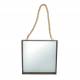 Miroir Mural Glace de Forme Carrée Trumeau en Acier Verni Noir avec Anse en Corde 4x38x79cm