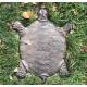 Pas Japonais Motif Tortue Décoration de Jardin en Fonte Patinée Marron 2x25,50x31cm
