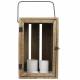 Grande Lampe Tempête Lanterne en Bois et Verre Naturel Photophore Carré Intérieur Extérieur 28,5x28,5x62cm