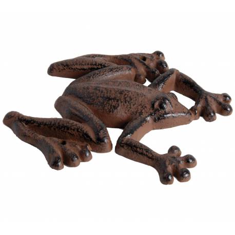 Statuette Grenouille Rampante ou Animal Décoratif à Poser en Fonte Patinée Marron 1,7x12x13,5cm