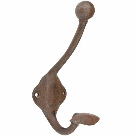 Patère Porte Manteaux Murale ou Porte Serviettes avec 2 Crochets en Fonte Patinée Marron 6x8,3x17,2cm