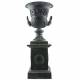 Vasque et Socle Géant Vase Jardinière Extérieur de Chateau en Fonte 44x44x111cm