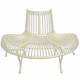 Banc Semi-Circulaire Tour d'Arbre Demi-Lune Banquette de Parc en Fer Patiné Blanc 69x86x134cm