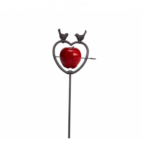 Pic à Pomme ou Boule de Graisse Tuteur Mangeoire à Oiseaux en Fonte Marron 2,5x16x93,5cm