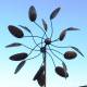 Magnifique Eolienne Cuillère sur Pic Mobile de Jardin en Acier Brut 20x55x200cm