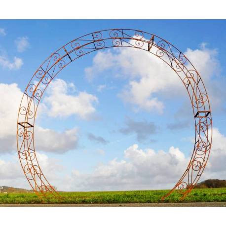 Prestigieuse Arche à Rosiers Passage Portail de Jardin en Acier Brut Oxydé 31x236x270cm