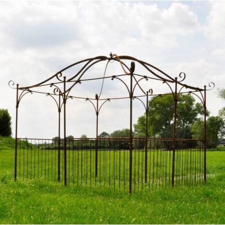 Grande Tonnelle Rectangulaire Gloriette de Jardin en Acier Brut Oxydé 250x300x320cm