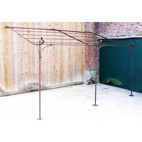 Véritable Pergola Abris de Terrasse Tonnelle de Jardin en Acier Brut Oxydé 300x310x385cm