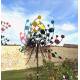 Sublime Eolienne Double Hélices Tuteur Mobile de Jardin en Acier 25x65x200cm