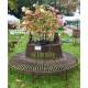 Grand Banc Circulaire Tour d'Arbre Banquette de Parc en Fer et Fonte Marron 91x220x220cm