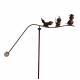 Tuteur Tige pour Plantes Motifs Oiseaux Mobile de Jardin Rotatif à Planter en Métal Patiné Marron et Verre 15,5x61x127cm