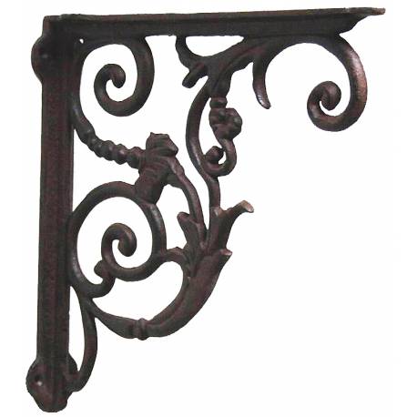 Equerre Crédence Potence Murale en Fonte Marron Suspension Support pour Etagère 6x28x30cm