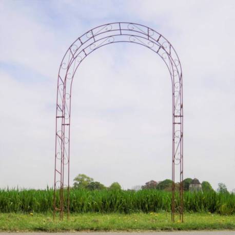 Sublime Arche Simple Tuteur Arc à Rosiers Passage de Jardin en Acier Oxydé 32x140x236cm