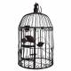 Petite Cage à Oiseaux à Poser ou Volière Enclos à Volatiles Ronde à Suspendre en Fer Patiné Marron 19x19x42cm