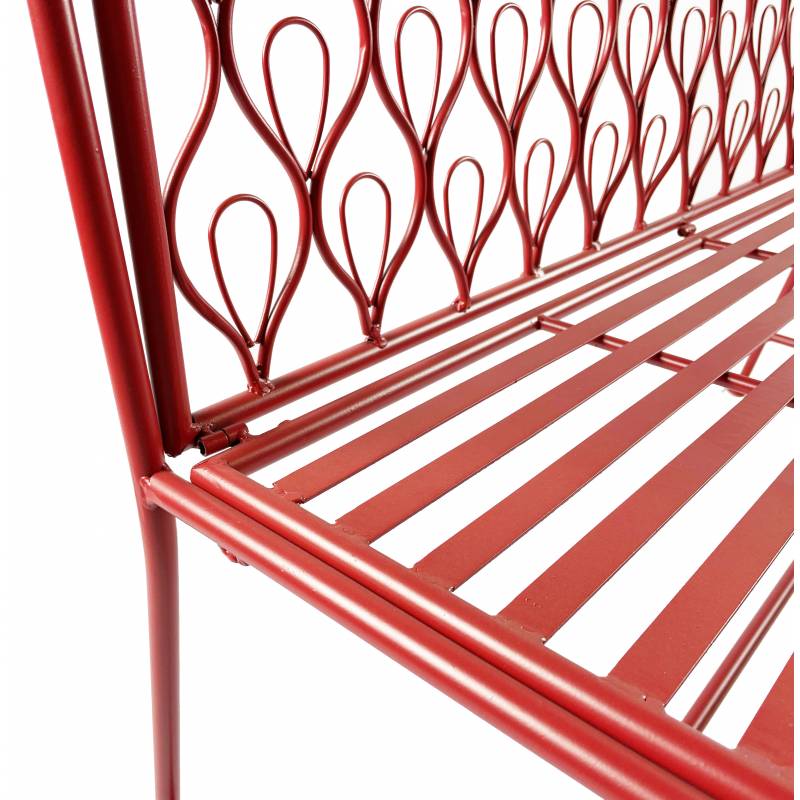 Banc De Jardin 2 Places Sans Dossier En Métal 120cm - Résistant Aux Intempéries, Couleur Violet, Pour Terrasse Ou Parc