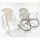 Rocking Chair Louisiane Marron Chaise Fauteuil de Jardin à Bascule Intérieur Extérieur en Métal Patiné 60x80x89cm