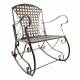 Rocking Chair Louisiane Marron Chaise Fauteuil de Jardin à Bascule Intérieur Extérieur en Métal Patiné 60x80x89cm