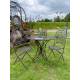 Salon de Jardin 2 Personnes Papillon Salon de Thé Bistrot 1 Table 2 Chaises Pliables en Fer Marron