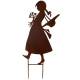 Plaque Décorative à Piquer Silhouette d'une Dame Décoration de Jardin en Métal Marron 40x78cm