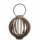 Bougeoir Lanterne Décorative en Bois Marron et Verre J-Line à Poser ou à Suspendre avec Porte Bougie et Anneau 36,5x36,5x38,5cm