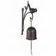 Cloche de Porte Cloche d'Entrée Motif Oiseau en Fer & Fonte Noir 7x7x38cm