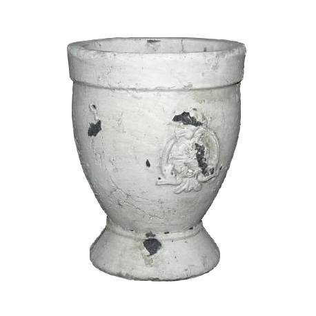 Petite Jardinière Style Antique ou Coupe Patinée à l'Ancienne en Terre Cuite Ton Pierre 14x14x18cm