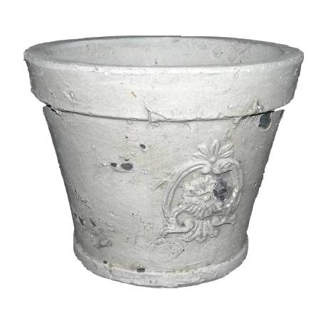Moyen Cache Pot ou Jardinière Façon Poterie Ancienne en Terre Cuite Ton Pierre 13,5x13,5x17cm