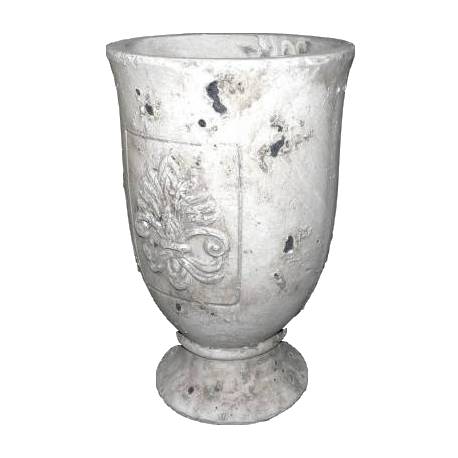 Petite Coupe Cache Pot Style Antique en Terre Cuite Ton Pierre 13x13x20cm