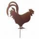 Poule ou Coq sur Pic Silhouette de Jardin Plaque en Métal Marron 0,5x30x42,5cm