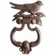 Heurtoir de Porte à Fixer en Fonte Patinée Marron Antique Motif Oiseau et Feuille 4x13x18cm