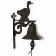 Cloche Sonnette Carillon Clochette de Porte Murale sur Crédence Motif Canard en Fonte Patinée Marron 10,50x16x23cm