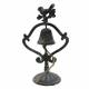 Clochette de Comptoir Motif Oiseaux ou Présentoir à Cloche Carillon à Poser en Fonte Patinée Grise 9,5x16x28,5cm