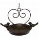 Bain à Oiseau Nichoir Mangeoire Oiseaux Porte Pot ou Plante avec Chainette en Fer Patiné Marron 15x22,5x36cm