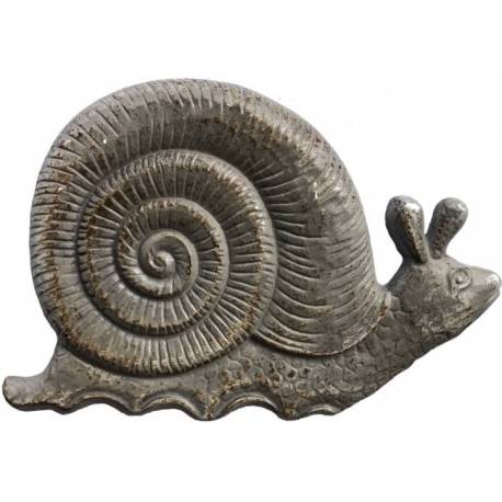 Pas Japonais Motif Escargot Décoration de Jardin en Fonte Patinée Grise 2x21x32cm