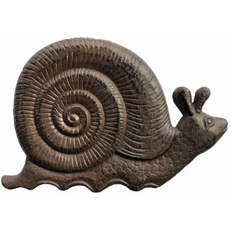 Pas Japonais Motif Escargot Décoration de Jardin en Fonte Patinée Marron 2x21x32cm