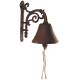 Cloche Sonnette Carillon Clochette de Porte Murale sur Crédence Motif Volute en Fonte Patinée Marron 11x19x19,8cm