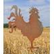 Coq sur Pic Silhouette de Jardin Plaque Décorative en Acier Oxydé 1,1x41,2x70cm