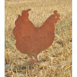 Poule sur Pic Silhouette de Jardin Plaque Décorative en Acier Oxydé 1,1x33,5x60cm